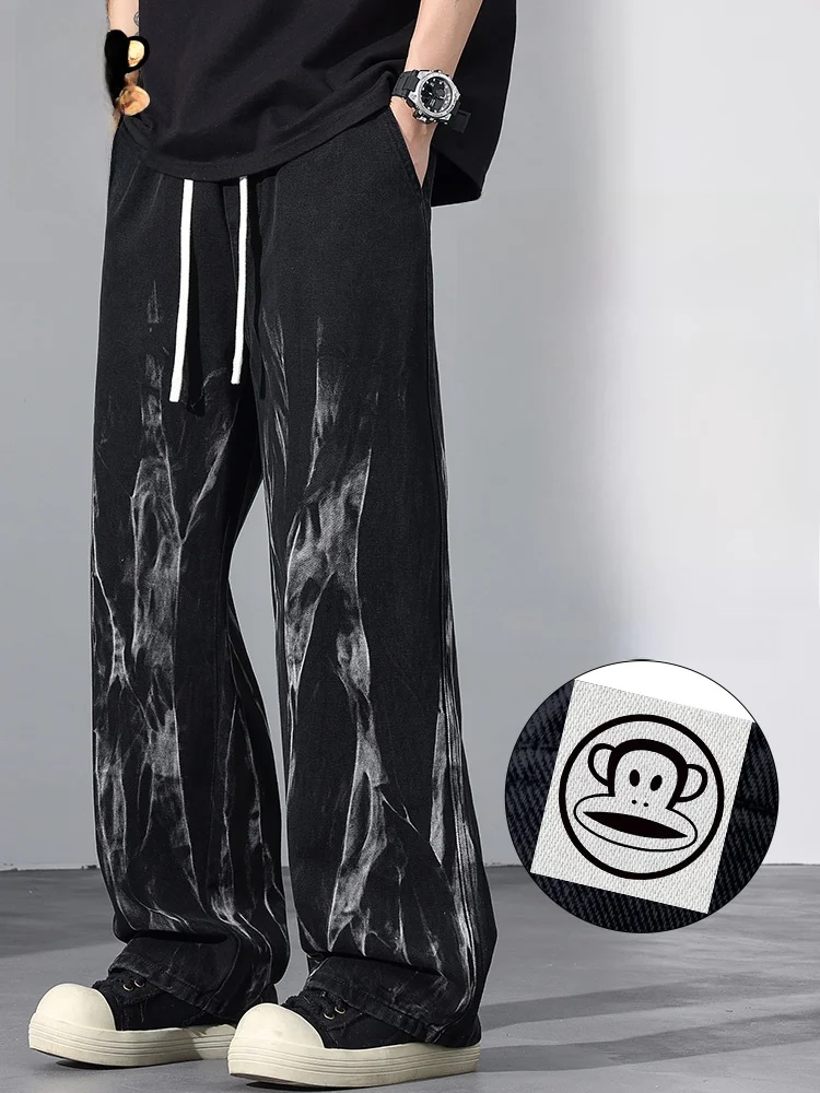 

PaulFrank American High Street Dyed Jeans Men's Spring Casual Loose Straight Leg Wide Leg Pants Comfortable Loose Fit Jeans