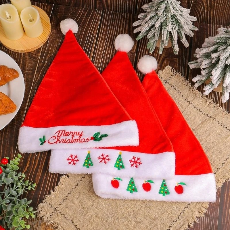 Kids Adult Santa Hat Thicken Headgear for Holiday Christmas New Year Symbol