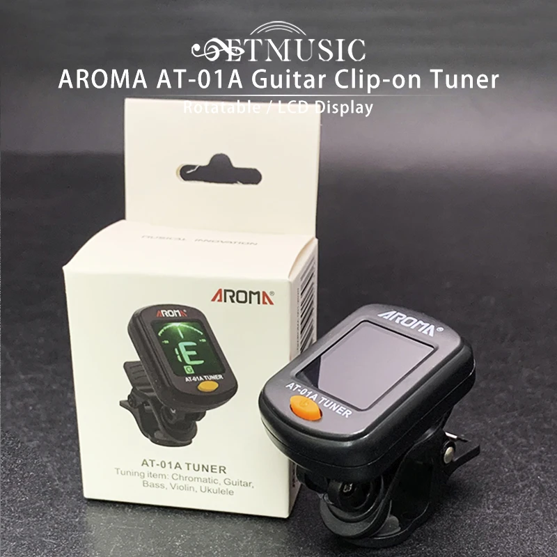 

10pcs AROMA AT-01A Guitar Tuner Rotatable Clip-on Tuner LCD Display for Chromatic Acoustic Guitar Bass Ukulele Black