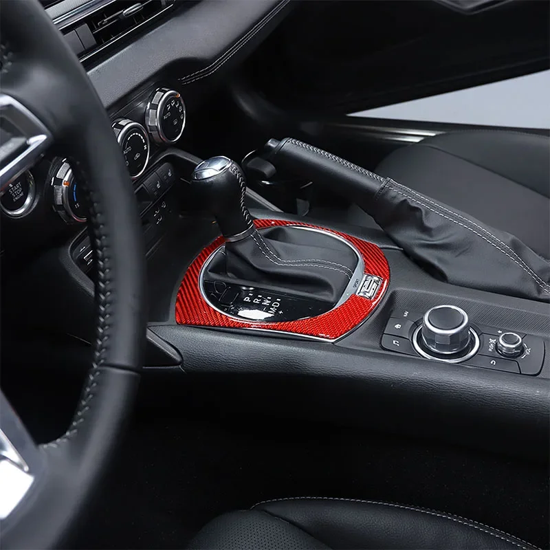 

Soft Carbon Fiber Car Central Control Gear Panel Frame Cover Trim Sticker For Mazda MX-5 2016-2024 Interior Car Accessories