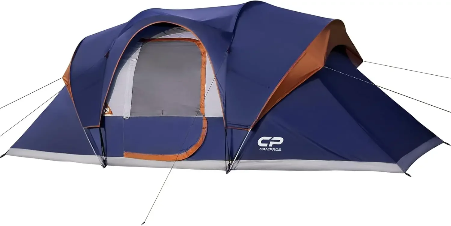 

CAMPROS CP Tent 9 Person Camping Tents, 2 Room Water Resistant Family Tent with Top Rainfly, 4 Large Mesh Windows, Double Layer,