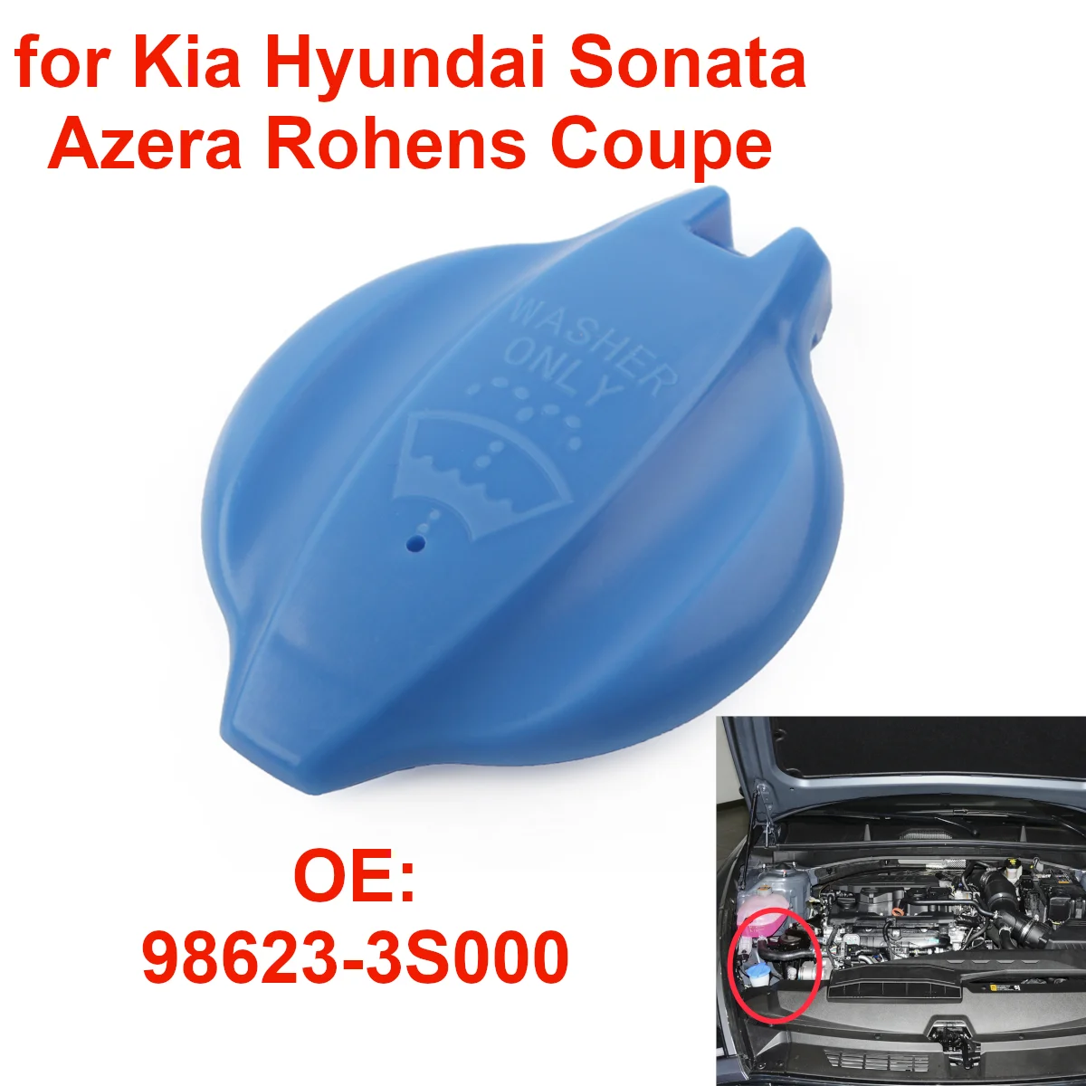 98623-3S000 Car Windshield Wiper Washer Fluid Reservoir Water Tank Cap Lid for Kia Hyundai Sonata 8 Rohens Azera Rio i40 i45