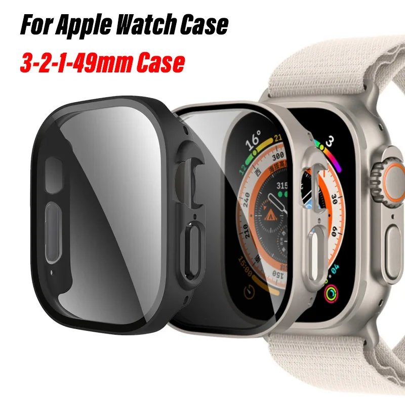 Abdeckung für Apple Watch Ultra 3 49 mm Gehäuse Zubehör PC stoßfeste Stoßstange + gehärtetes Glas Displayschutzfolie iwatch Serie Ultra 2 1