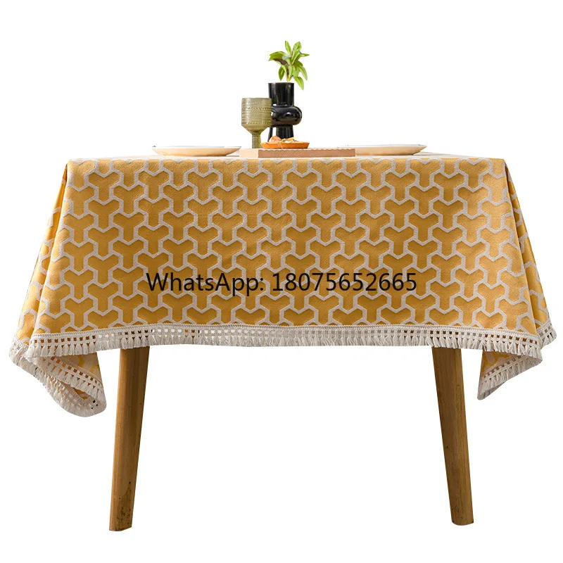 American-style tablecloth, vintage green art tablecloth, faux cotton linen coffee table cloth