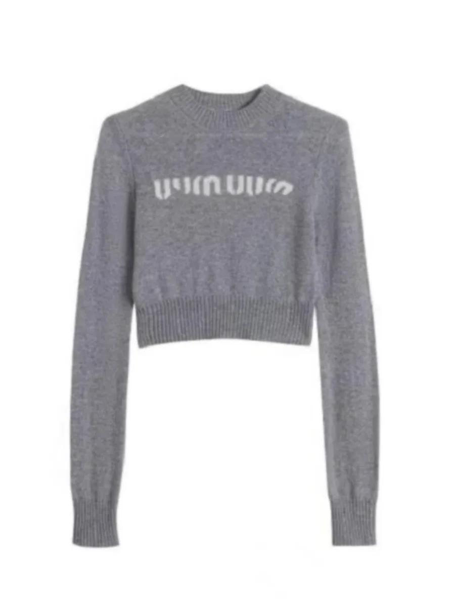 

Autumn Winter round Ne Color Blo Letter Knit Sweater ort Casual Sle Women's Faion College Preppy Long Sve Top