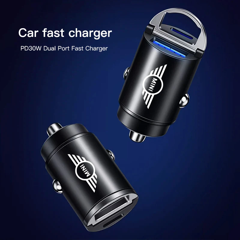 100W/200W QC3.0 PD Mini Car Charger 12-24V Lighter Fast Charging Car USB Type C Charger for Mini Cooper One JCW F54 F55 F56 F57