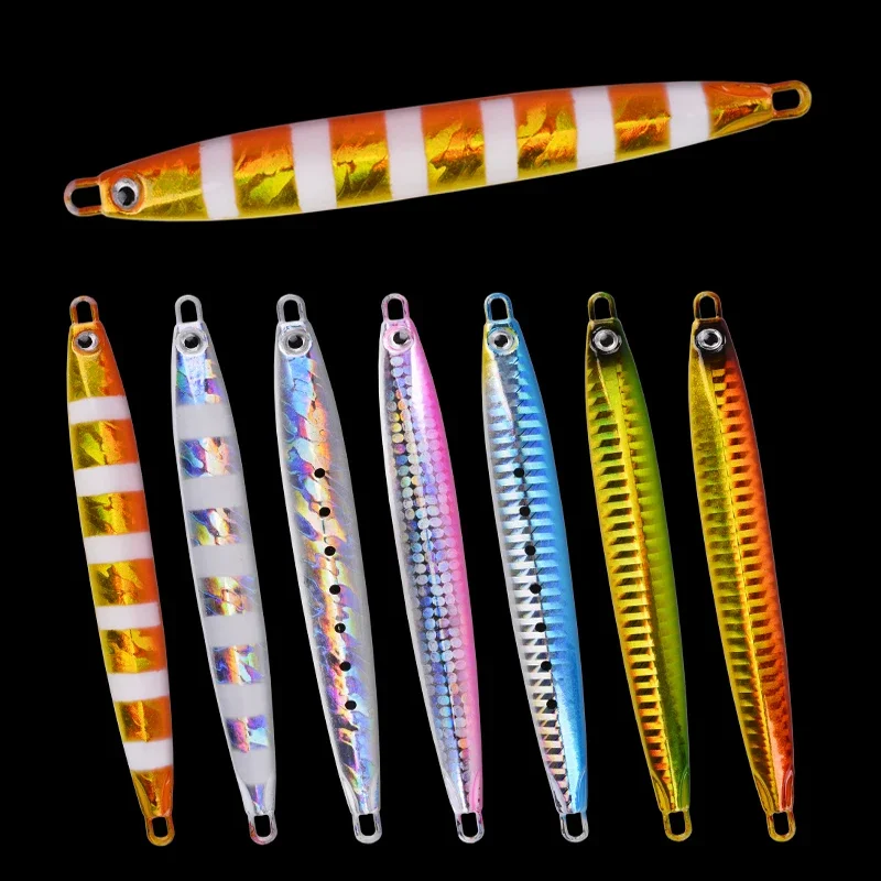 7pcs Long Metal Jig Fishing Lure Set Slow Cast Jigging Spoon 10g 20g 30g 40g 60g artificiale Shore Metal Bait Sea Tackle Kit