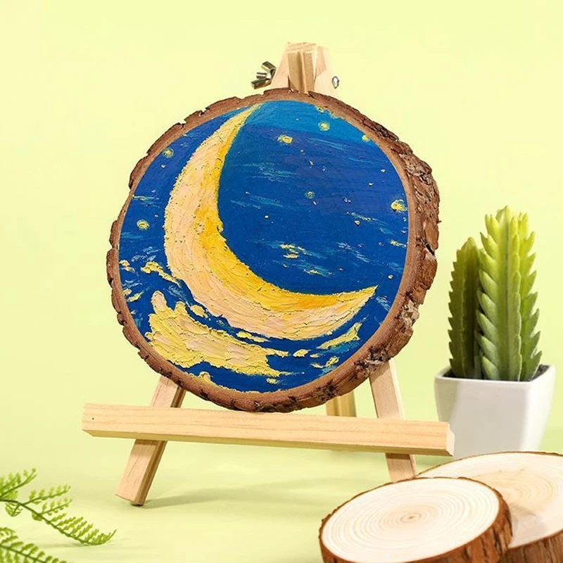 A49K-Round Wood Chip Hand-Painted Wood Chip Painting Graffiti Wood Chip Children Diy Handmade Material Annual Ring Wood