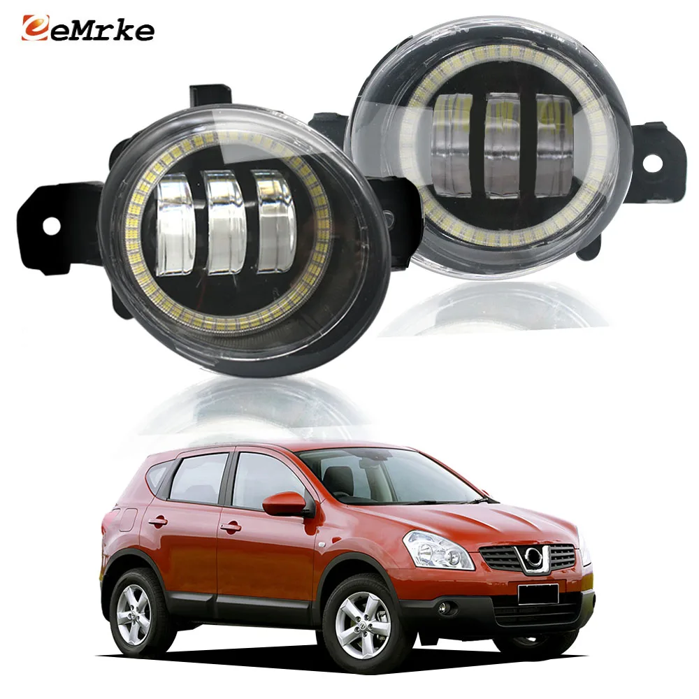 OEM Style LED or Halogen Fog Lights Angel Eye DRL For Nissan Dualis Qashqai J10 2007-2014 Front Bumper Daytime Running Lamp