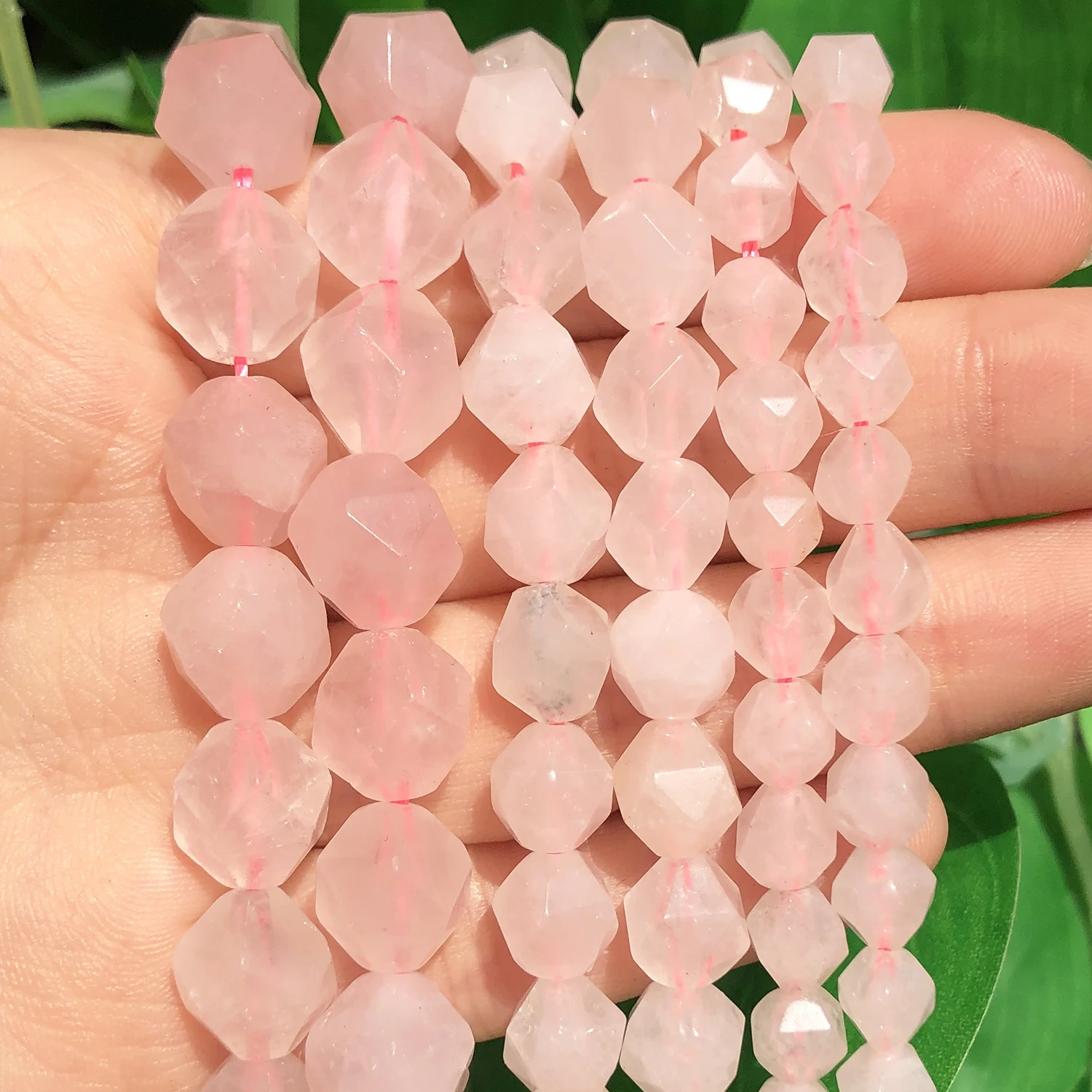 Natural Stone Faceted Pink Quartzs Crystal Loose Spacer Beads Diy Handmade Bracelet for Jewelry Making Accessories 15'' 6 8 10mm