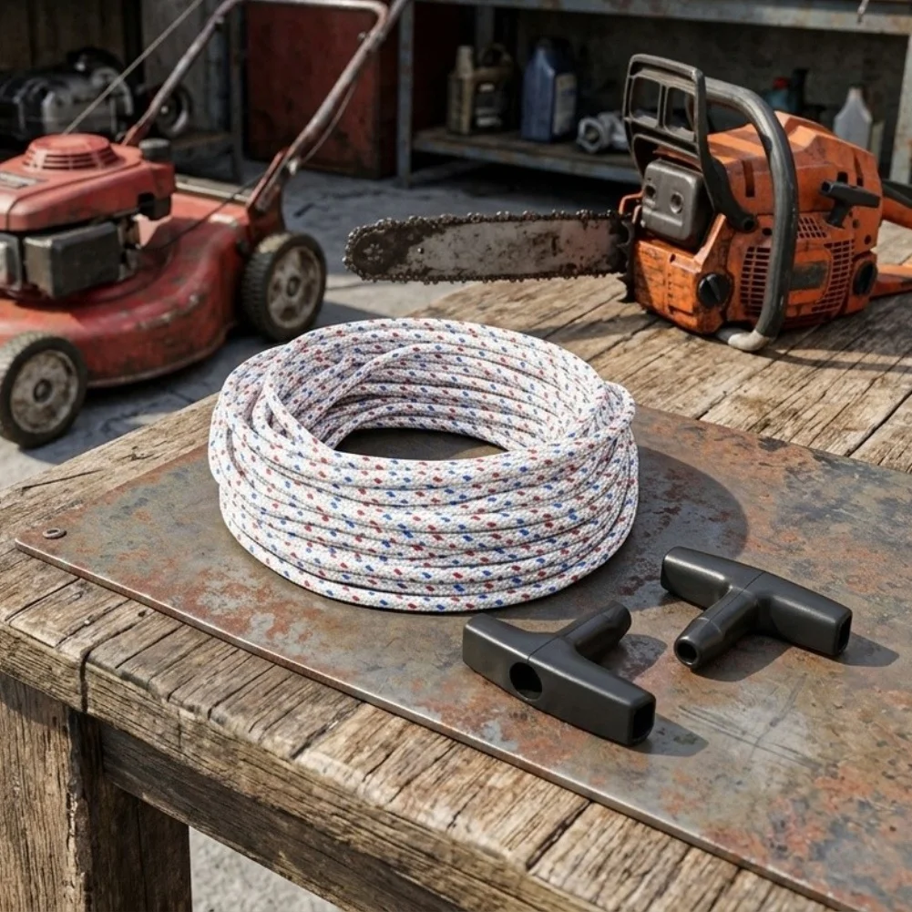 16-Strand Polyester Pull Cord 50 Feet Long with Dual Handles Compatible with Gas For Chainsaws and Lawn Mowers