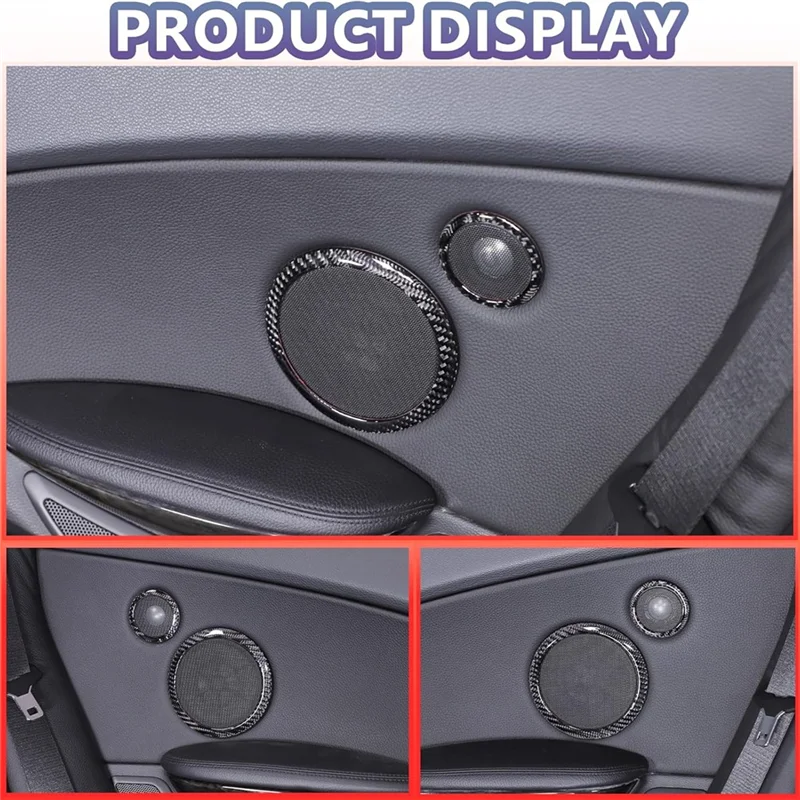 ألياف الكربون مكبر صوت للسيارة حلقة غطاء الكسوة ملصق لسيارات BMW 6 Series E63 E64 2004-2010 ملحقات الباب الجانبي الداخلي