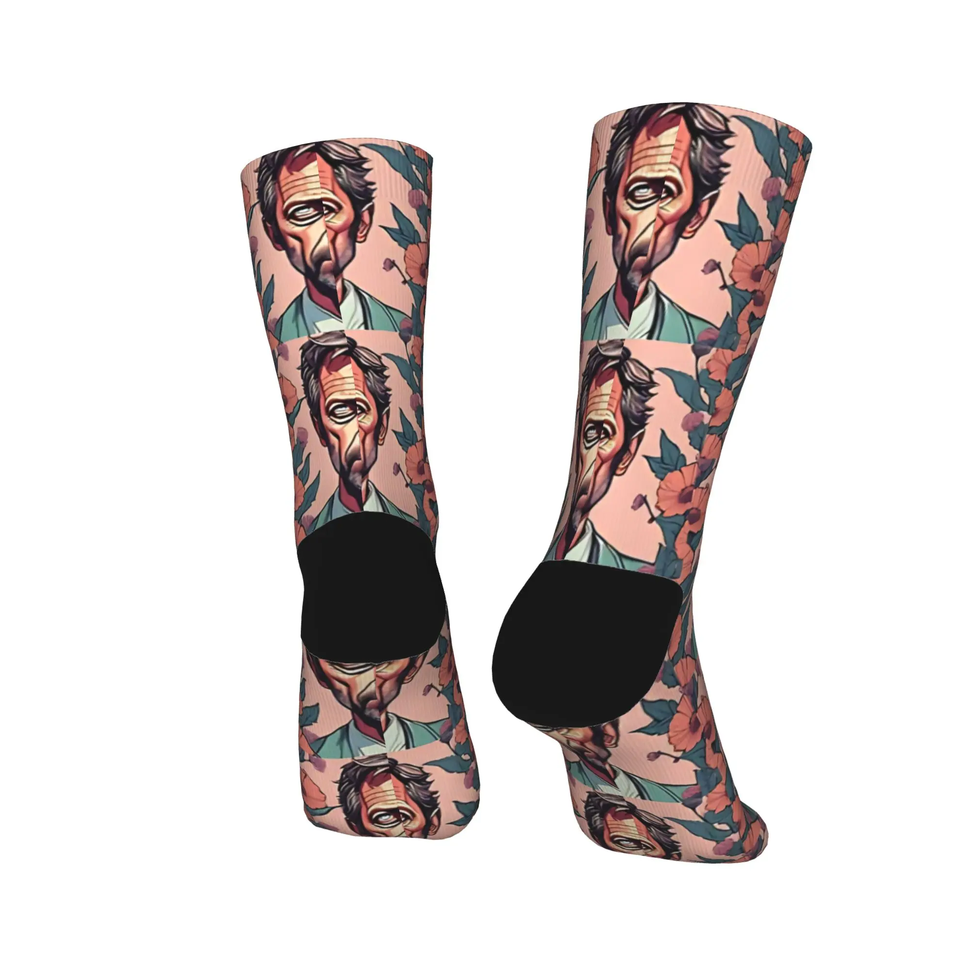 دكتور جريجوري هاوس جوارب الأزهار النساء الرجال الجوارب تنفس الجوارب الموضة الشتاء الدراجات المضادة للبكتيريا تصميم الجوارب هدية