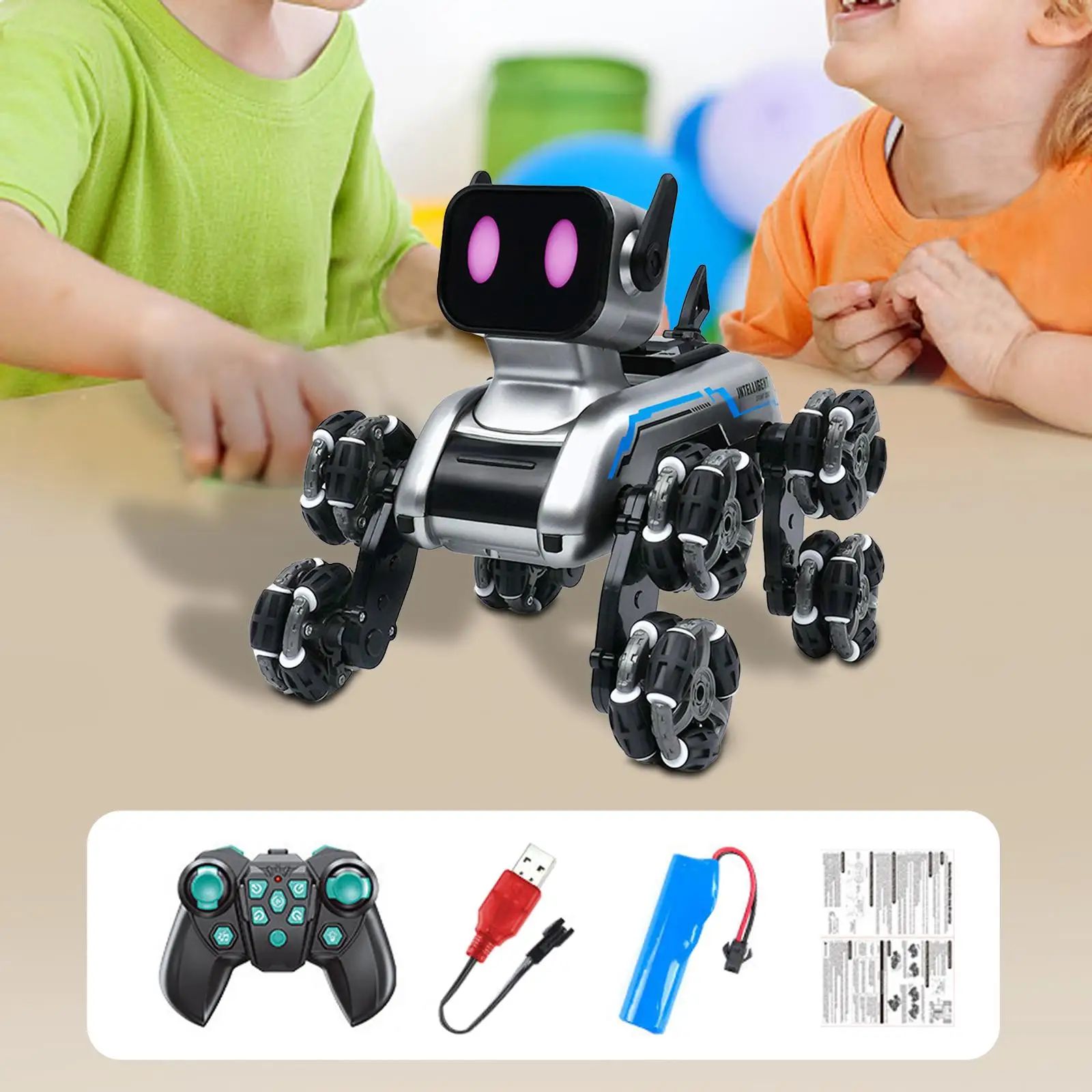 Chien robot intelligent pour enfants, jouet drôle avec musique, yeux LED, chiens robotiques pour filles et garçons, divertissement pour enfants, cadeau de vacances