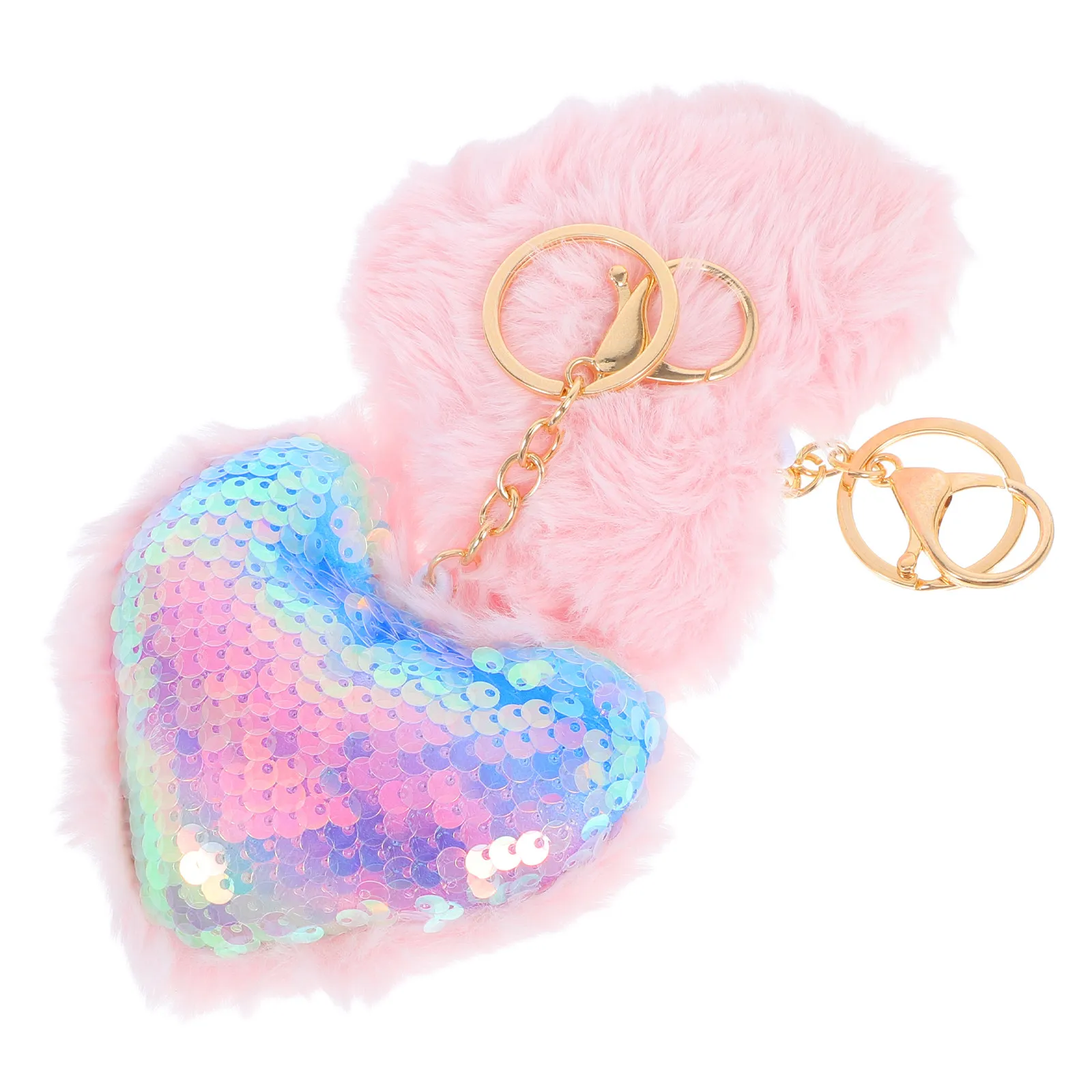 2Pcs Sparkling Heart Keychain Women Sequin Reflective Keychains for Purse Backpack Wallet Party Favors Birthday Gifts Cute Bag