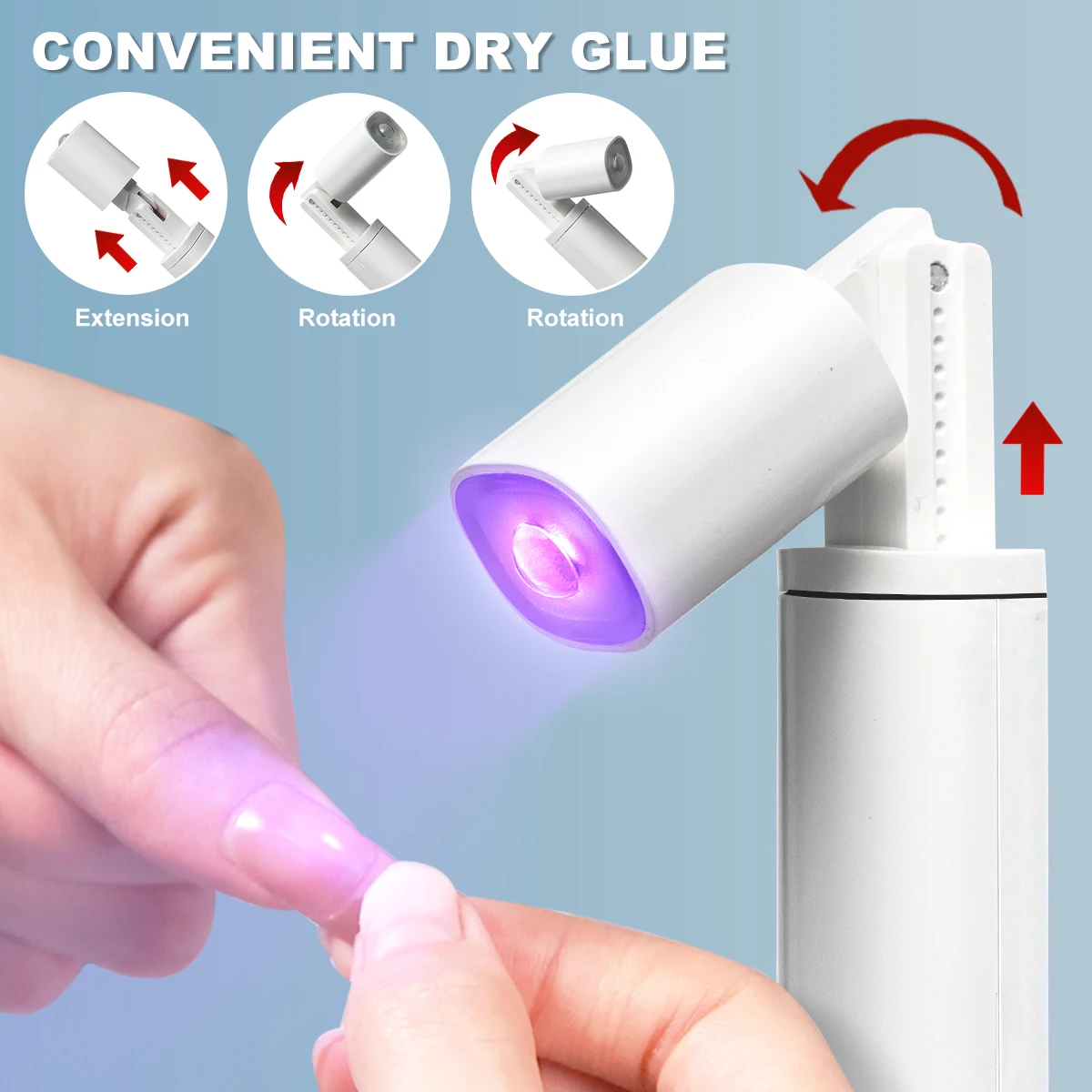 LIMEGIRL Mini LED UV Nail Lamp Rechargeable Gel Polished LED Nail Lamp Retractable Display Timer USB Socket Art Nail Lamp