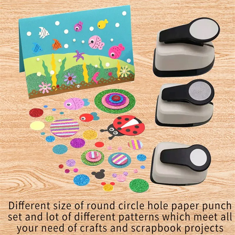 

9/16/25mm Manual DIY Paper Cutter Round Hole Embossing Device Punch Children's Educational Embossing Machine Card Making