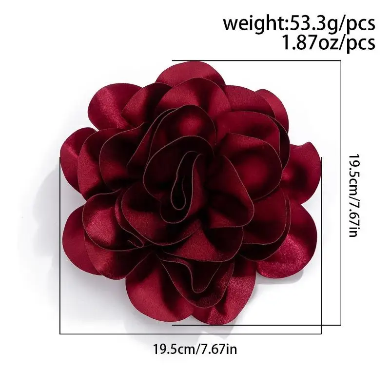 Exaggerated Satin Super Large Flower Brooches Women\'s Fashion Party Dress Rose Flowers Clothing Pins Clips Jewelry Accessories