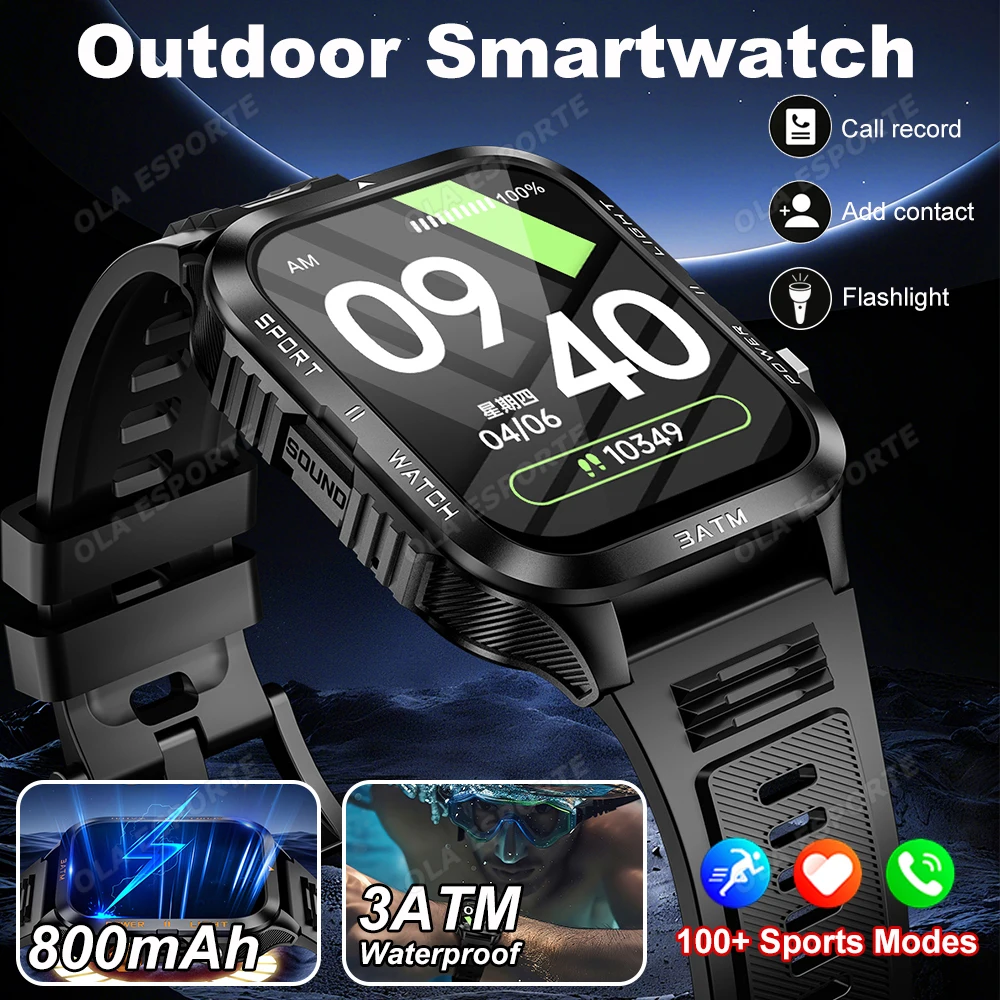 

Мужские умные часы, аккумулятор 880 мАч, 1,96 дюйма, HD AMOLED-экран, Bluetooth-вызов, умные часы, 3 атм, водонепроницаемые, 100 спортивных режимов, фитнес-часы