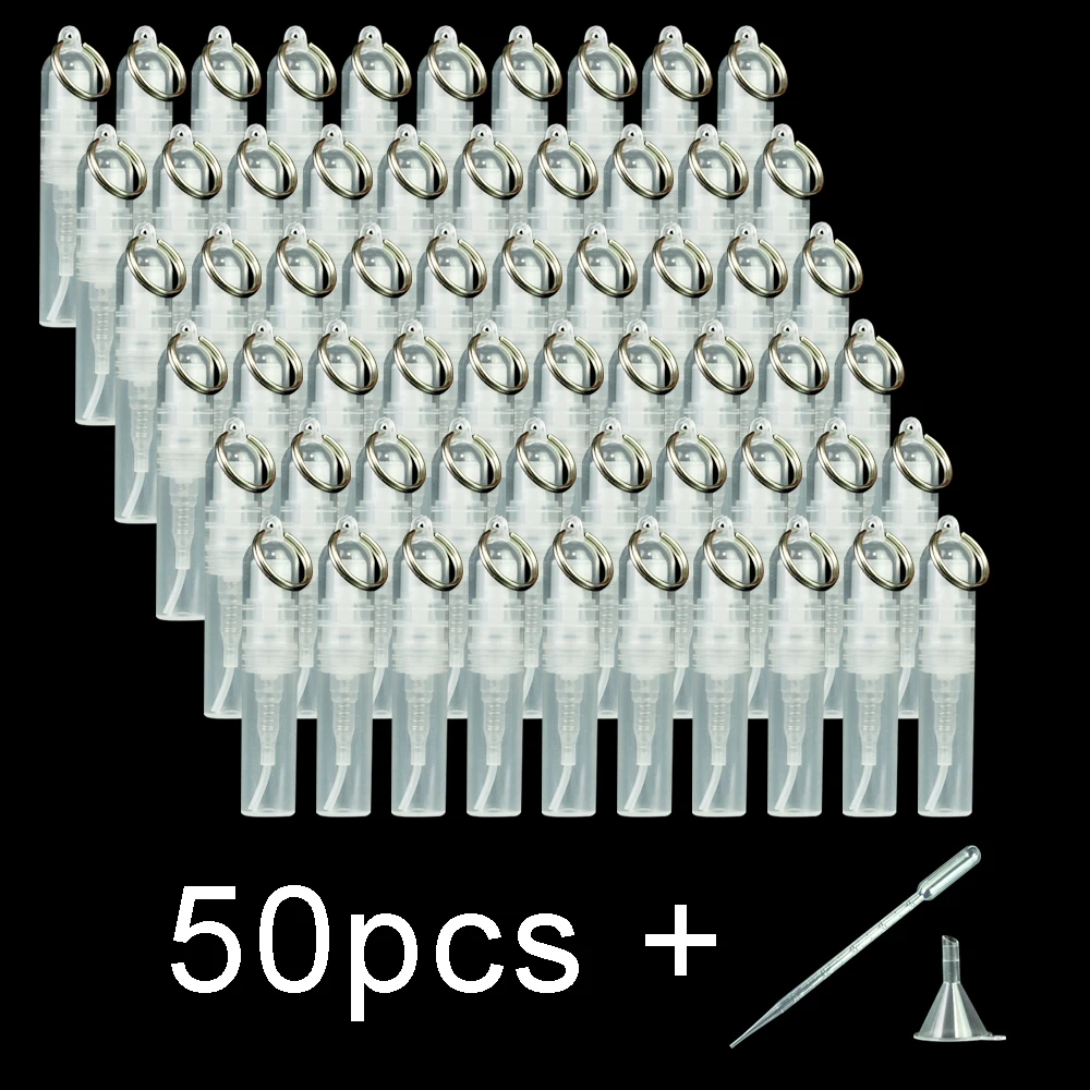 50 sztuk hurtownie 2ML/3ML/4ML/5ML butelka perfum wielokrotnego napełniania brelok mini perfumy w sprayu breloczki przenośny breloczek podróżny na zewnątrz