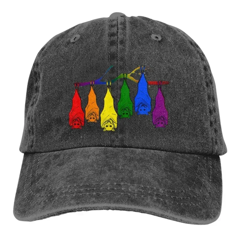 Rainbow Pride Bats Baseball Caps Peaked Cap Midnight Flyer Sun Shade Hats for Men