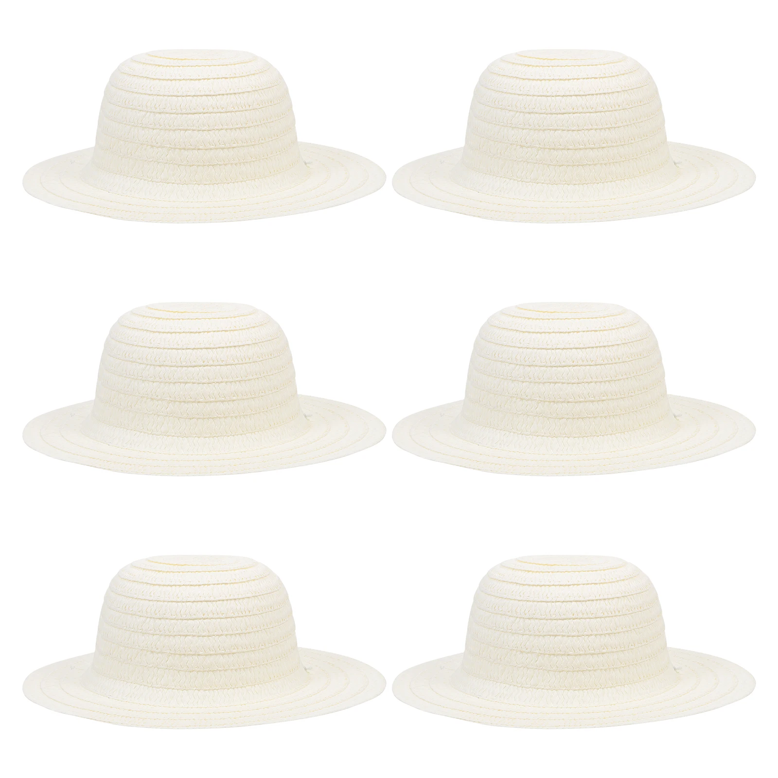 

6 Pcs DIY Straw Hat for Kids Children Painting Blank Craft Supplies Beach Travel Sun Protection Adjustable Band