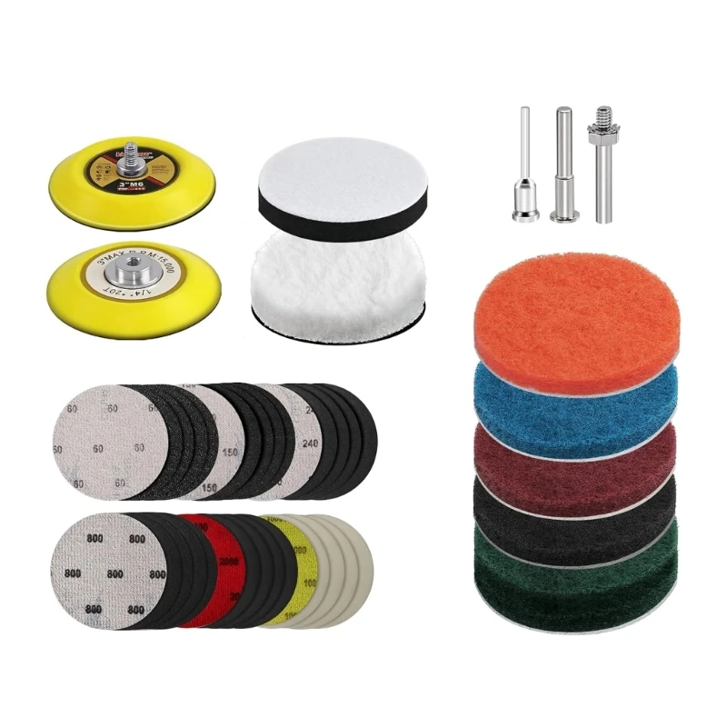 

dwan 42Pcs Headlight Restoration Kits Sanding Discs Scouring Pads for Electric Drill