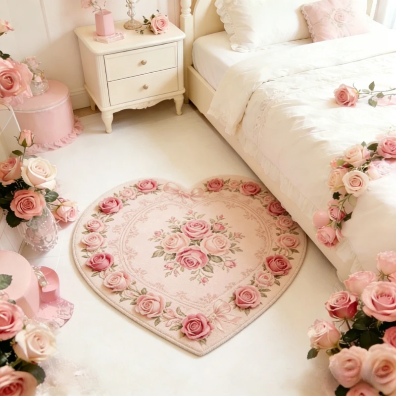 Heart Shape Bedroom Decor Pink Carpet Thick Plush Carpets for Living Room Fluffy Soft Bedside Floor Mat Washable Lounge Rose Rug