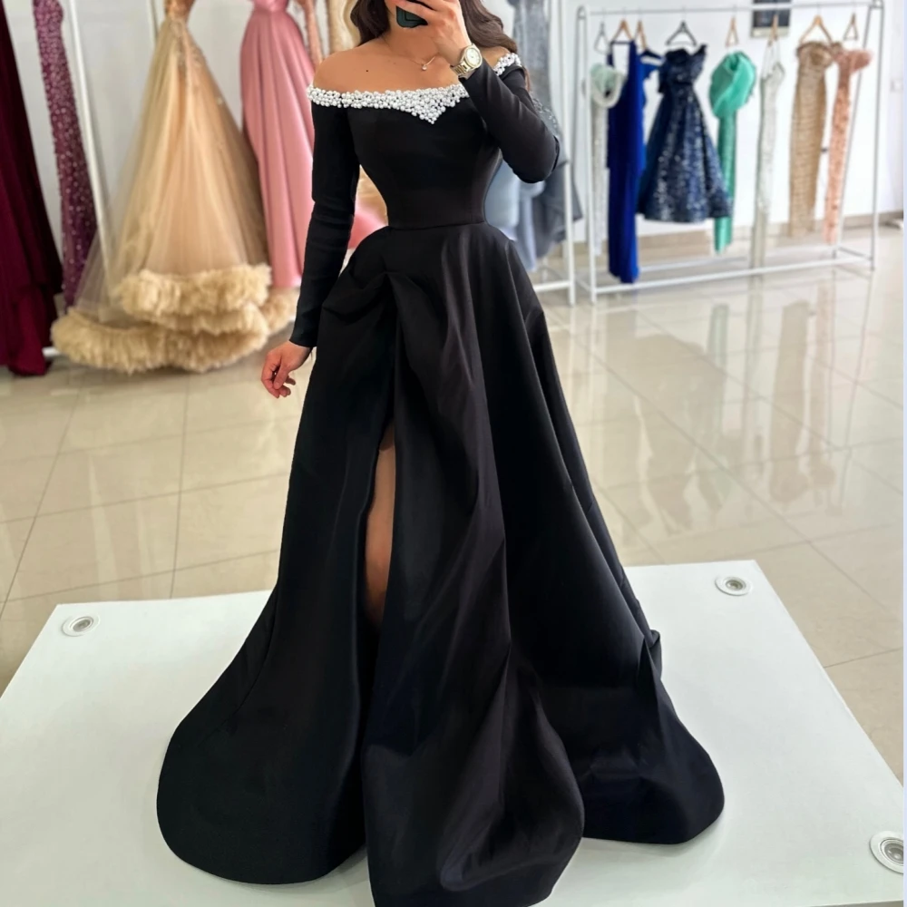 Customized Prom Gown Formal Evening Dress Bateall Ball Floor Length Skirts Draped Bead Bespoke Occasion Dresses Saudi Arabia