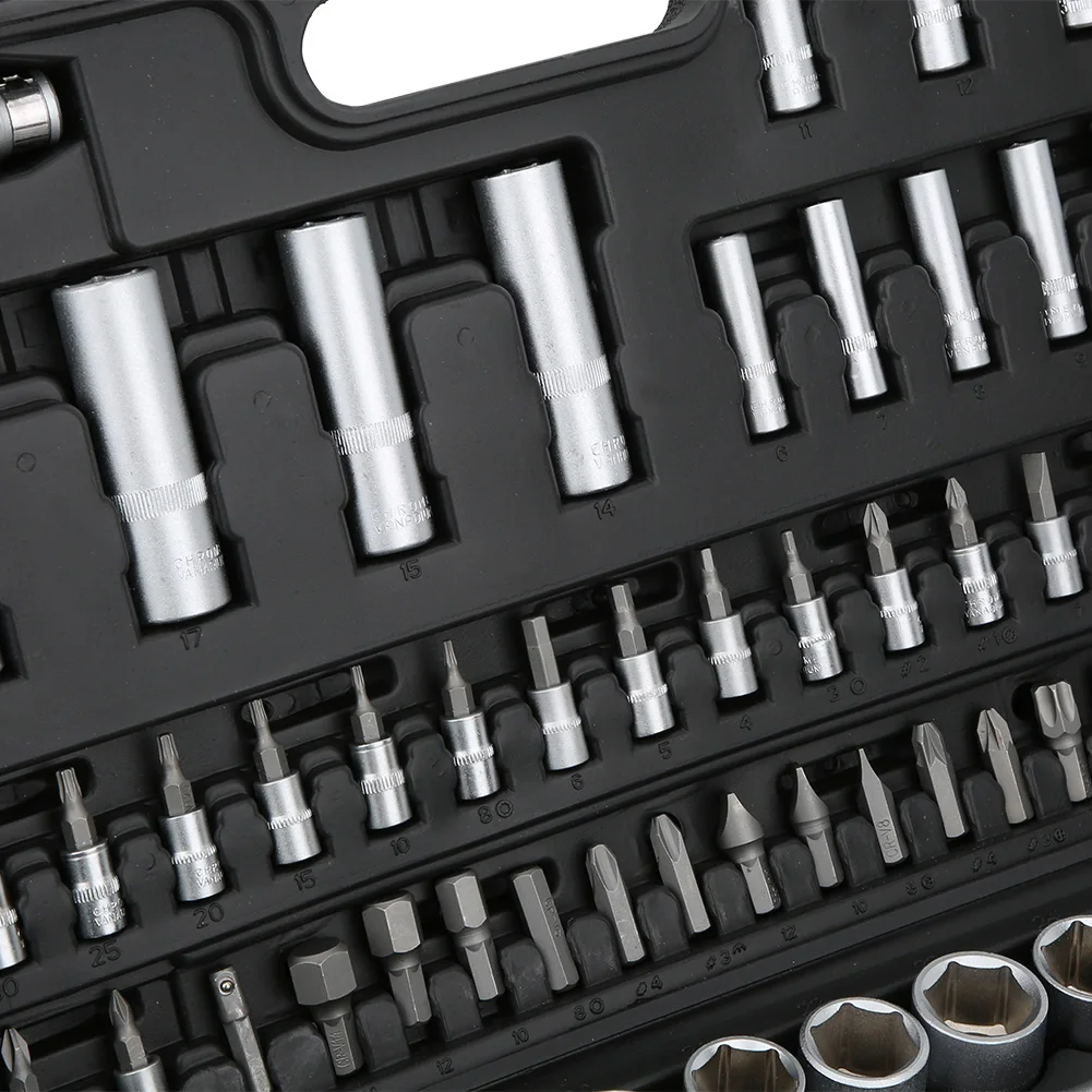 94 Pcs 1/2 1/4in chrome Vanadium Steel Ratchet Wrench Kit With Toolbox For Vehicle Maintenance And Repair