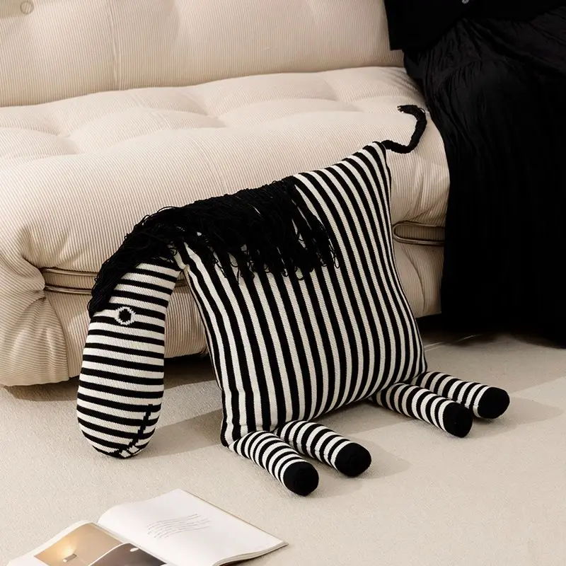 Luxuriöses, gestreiftes, abstraktes Bürostuhl-Kissenkissen mit Zebramuster – modernes Design für hochwertige Komfort-Murakami-Kissen