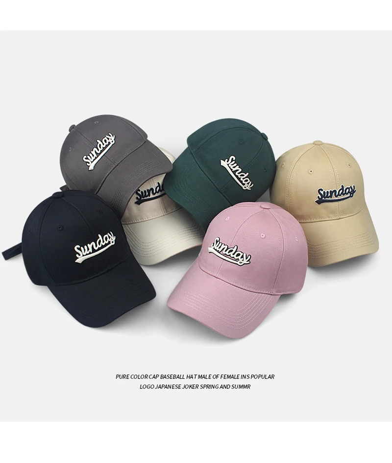 Unisex Big Size Baseball Cap for Women Outdoor Cotton Solid Color SUNDAY Embroid Casual 4 Season Wear OutdoorRiding Caps for Men