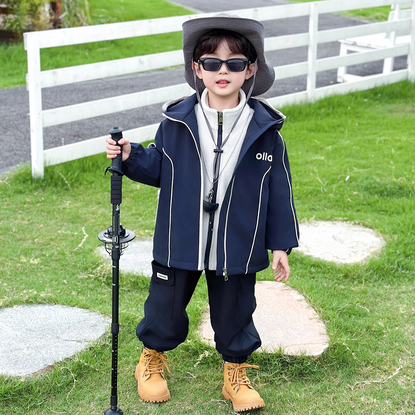 

Boys' Tee-in-One Fce Lined Thi Cotton Jaet Winter Parka Coat Stand Fit Home Wear Long Sve Hooded Zipper Closure