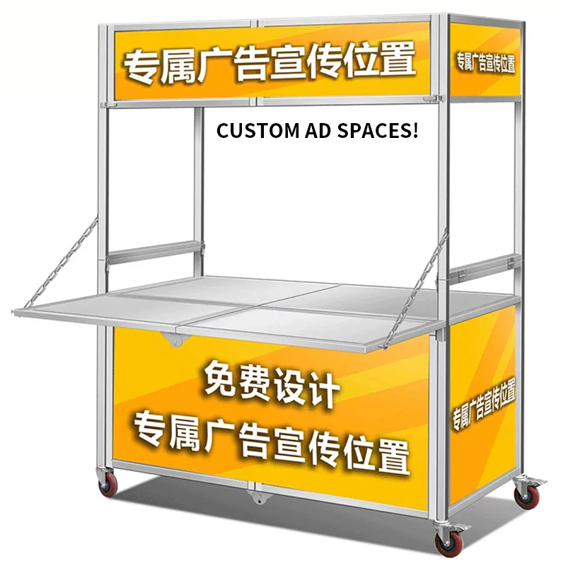 

Outdoor Folding Food Cart, Stainless Steel Stall, Folding Multi-Purpose Cart, Snack Cart, Amusement Park Vending Car(Customized)