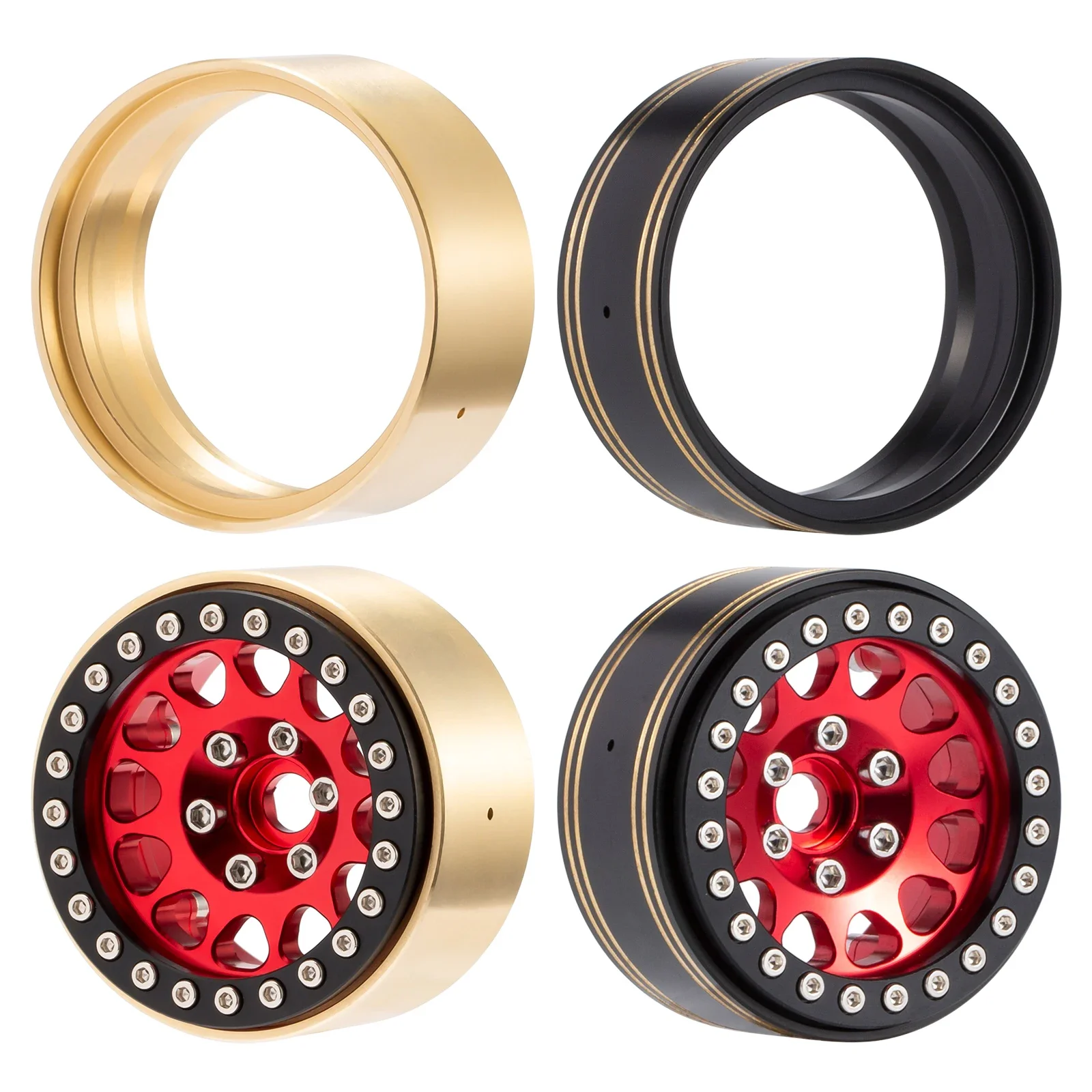 HooCrawler Brass 1.9Inch Beadlock Wheel Rim Brass Counter Weights for 1/10 RC Crawler Car  Axial SCX10 II 90046 TRX4 TRX6