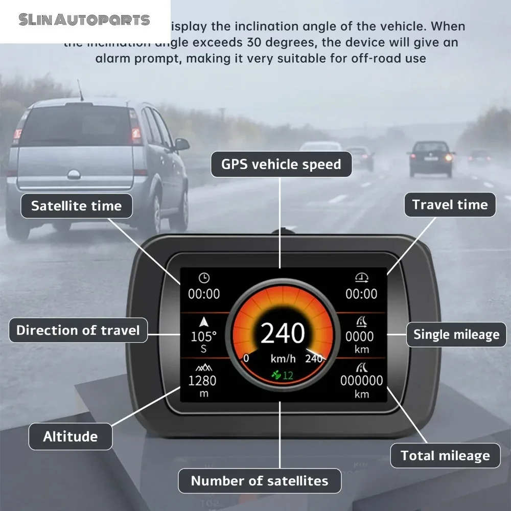 SLin Autoparts Store A65 Car GPS Digital Inclinemeter Off-road for HUD Head Up Display Multifunction Speedometer Compass