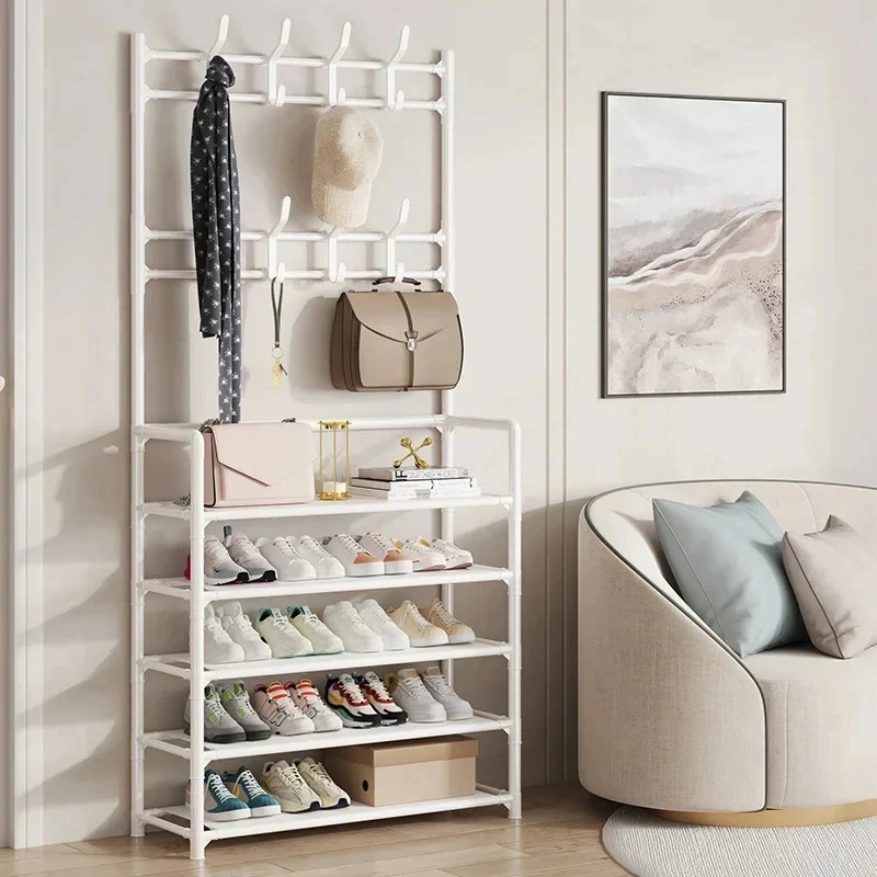 Imagem -06 - Multi-ayer Shoe Rack Organizador Armazenamento de Roupas Cabides de Chapéu Faça Você Mesmo Prateleira Sala de Estar Quarto