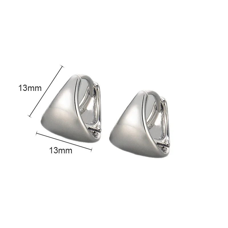 European and American style 925 Silver Needle 14K Gold Plated Smooth Triangular Hoop Earrings Women Party fashion Jewelry