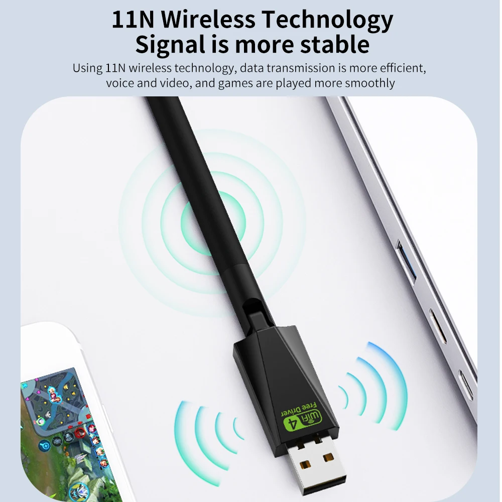 TISHRIC Wireless Mini USB Wifi Adapter Network Card 150Mbps 2.4GHz Wireless AC USB Adapter Ethernet Receiver For PC Laptop