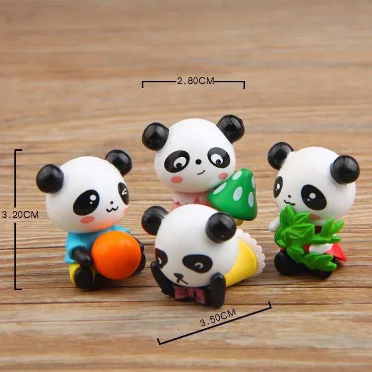 4Pcs/Set Anime Panda Doll  Action Toy Figures 2-4CM