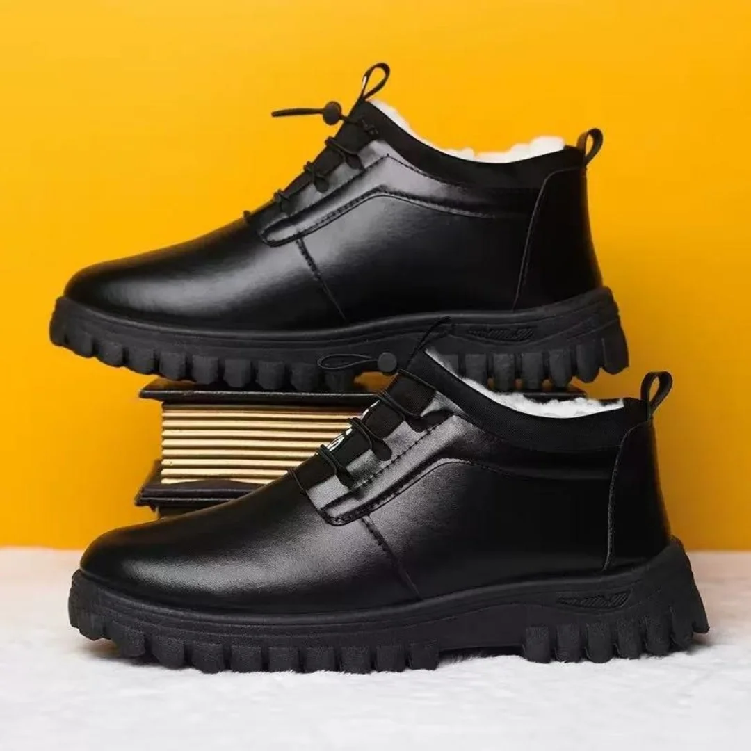 Men's cotton shoes with added fleece and thickening for warmth, casual outdoor comfort, sports and anti-slip snow boots