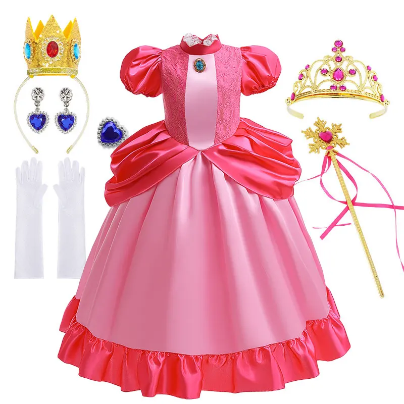 2026 Heißes Klempnerin-Filmheldin-Kostüm für Mädchen, Halloween 2026 Prinzessin Lolita Kleidung, Elegantes Kinder-Party-Cosplay-Kleid