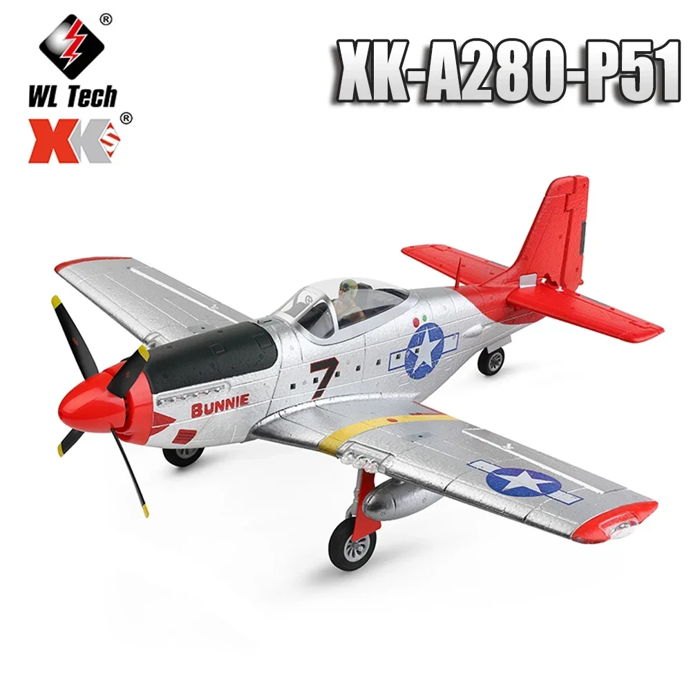 New WLtoys XK A280 RC Airplane P51 Fighter Simulator 2.4G 3D6G Mode Aircraft with LED Searchlight Plane Toys for Children Adults