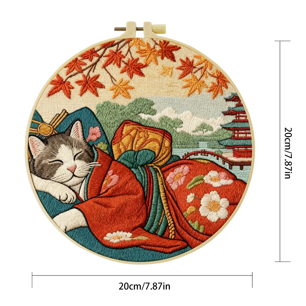 1 Stück 20X20CM/15X15CM 7,87/6,3 Zoll Katzen-Stickerei-Starter-Kit DIY-Kit DIY-Stickerei-Set für Anfänger Nähkunst – Detail 3