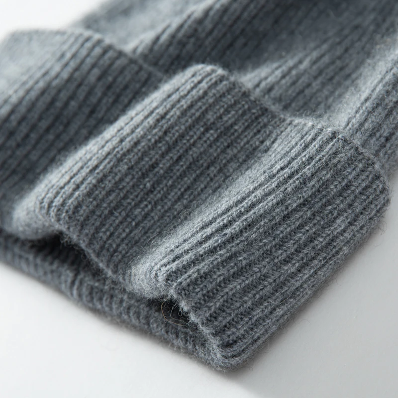 MERRILAMB Hochwertige Strickmütze aus 100 % Kaschmir für Damen und Herren, lässige Beanie-Mütze, Wintermütze, weich, warm, Kaschmir-Kappen, Unisex – Detail 11