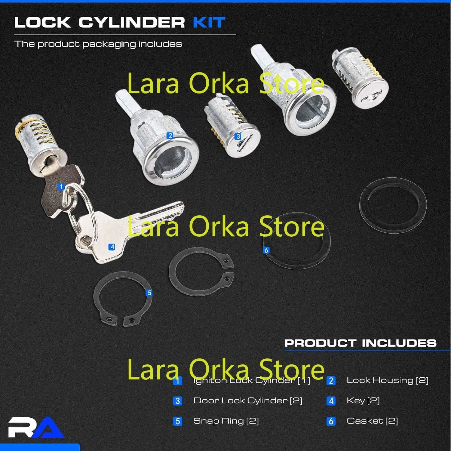 30GN15 Door Lock Cylinder Kit & Ignition Switch Compatible with Kenworth # 100013, 760-5412, 760-5411, 760-5410, 760-5409