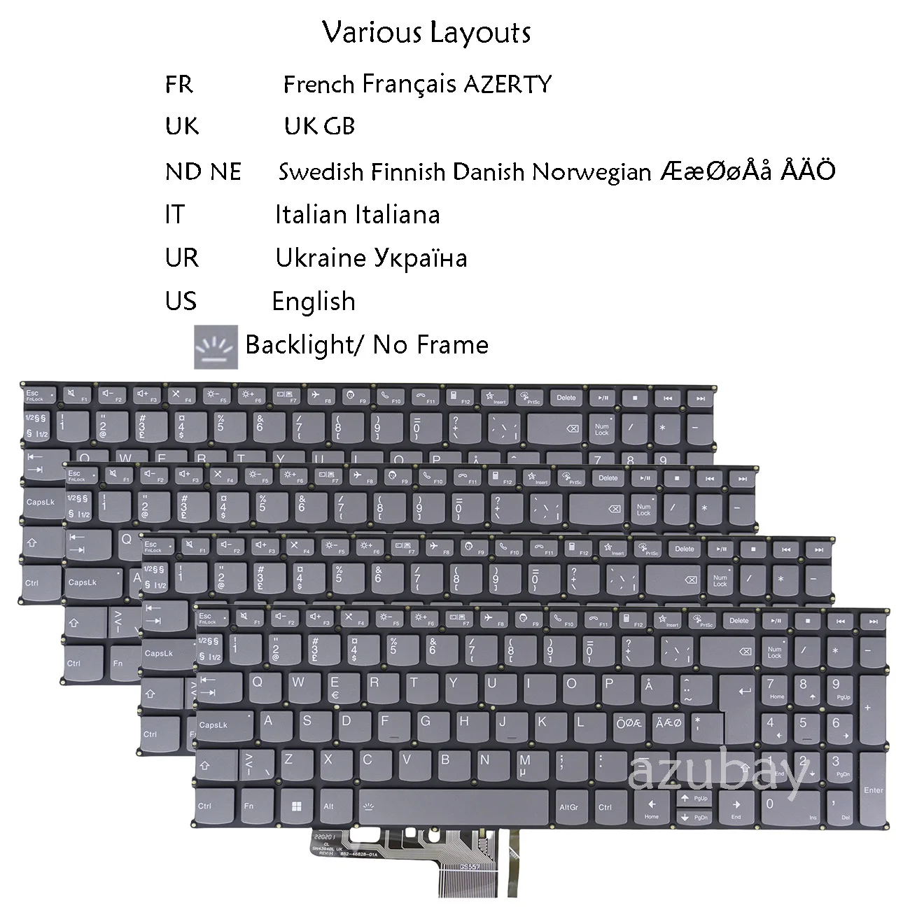 Backlit Keyboard For Lenovo ThinkBook 15p IMH 20V3, 15P G2 ITH 21B1, 15 G2 ARE 20VG, French AZERTY Italian UK Nordic Ukraine US