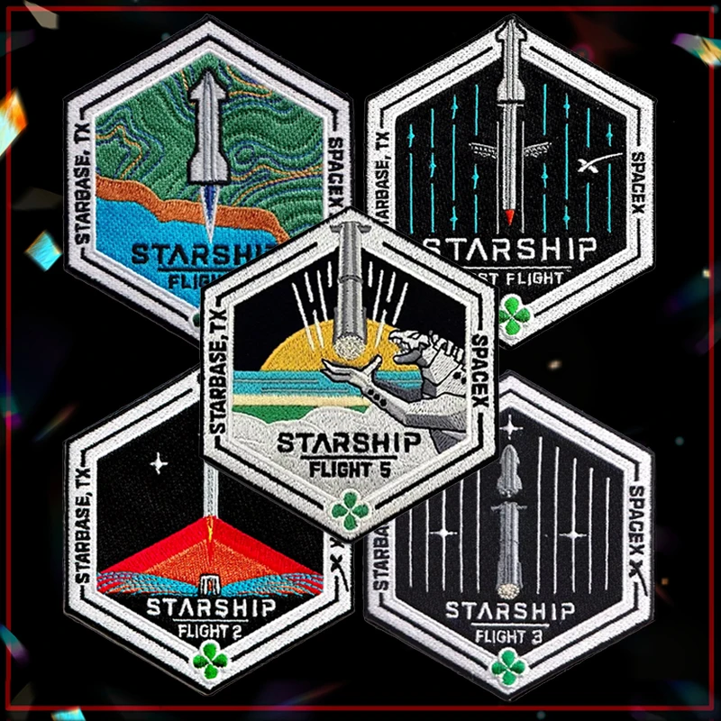 Authentic Spacex  Starship Test Flight Embroidered Super Heavy Starbase TX Mission Patch Stickers on Clothing Backpack