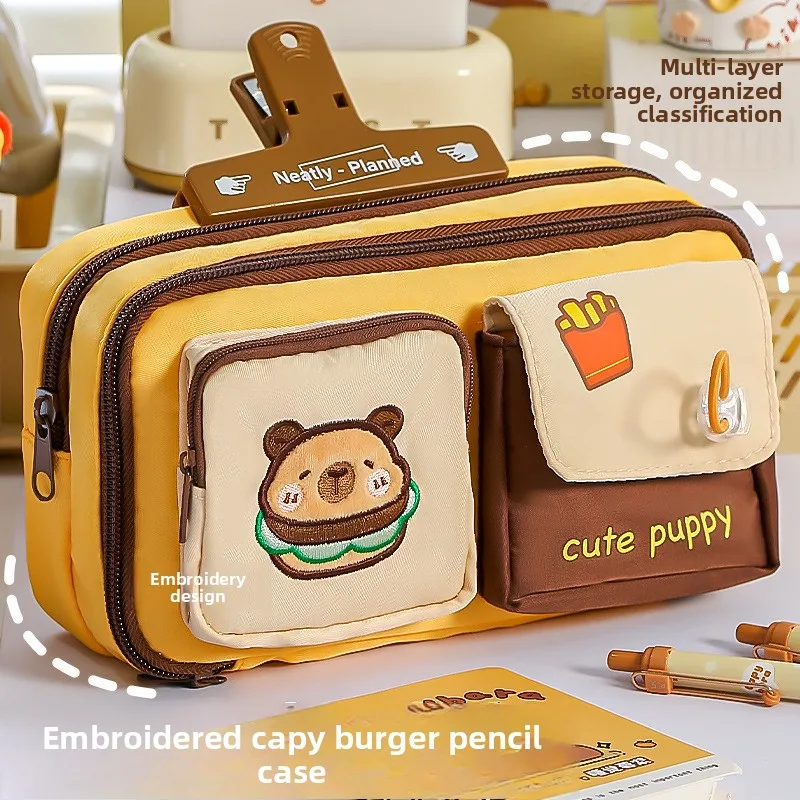Cute korean style ins large capacity drawstring pencil case - multifunctional, stylish, durable, and designed with a touch