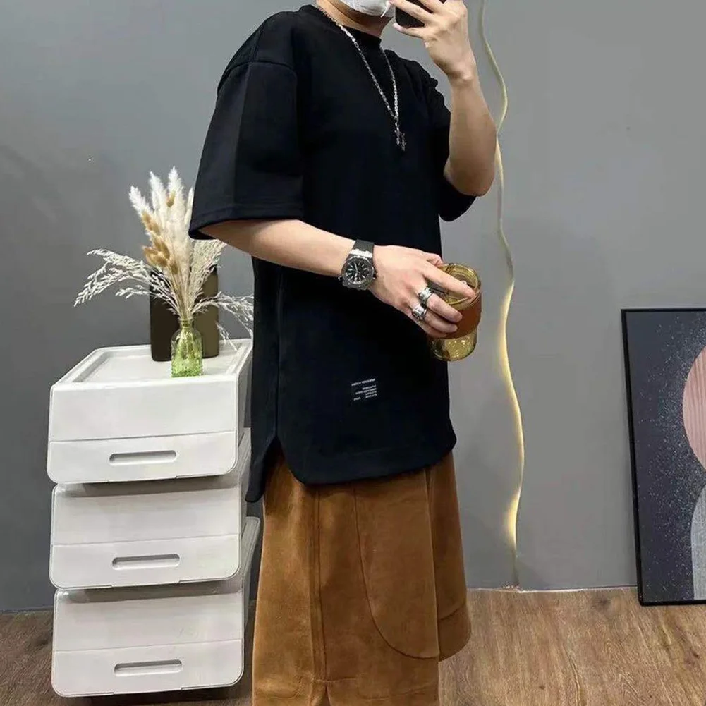 

Men Fashion Hidden Pocket FIve Point Sleeve T-Shirt Breathable Loose O Neck Tops